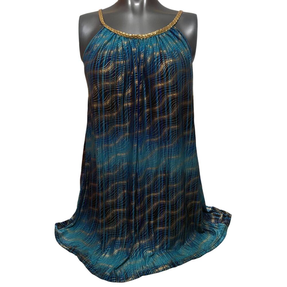 Seven Islands Large Top Blues Black & Gold, Gold Braided Collar Shoulder Straps